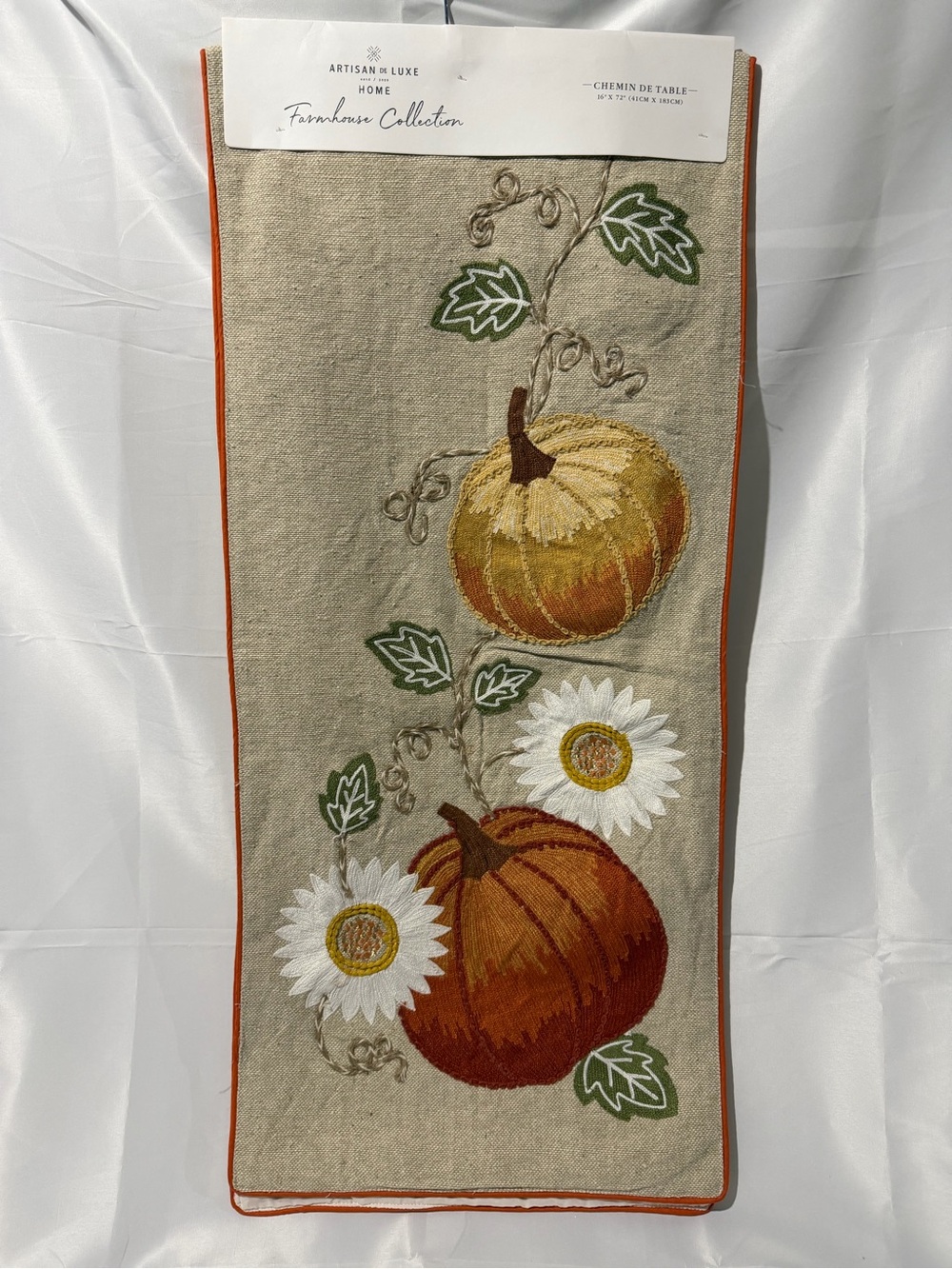 Farmhouse Collection Embroidered Pumpkin Table Runner